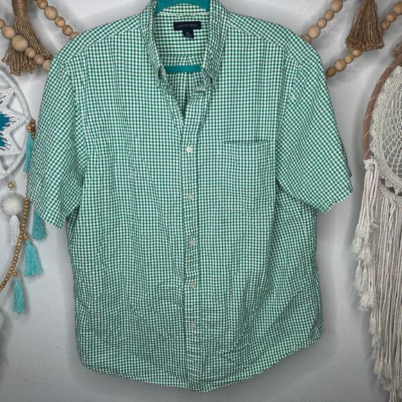 Land's End Green Gingham Button Down - Picture 1 of 3
